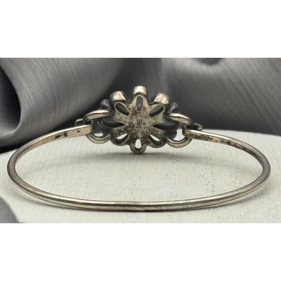 Retired James Avery 925 Flower W/ Turquoise Bangle Bracelet 12.89G / 6 In - Picture 4 of 9